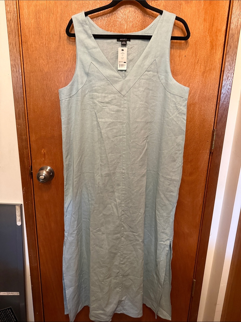 DKNY - Light Blue Sleeveless V-Neck Linen Dress NWT